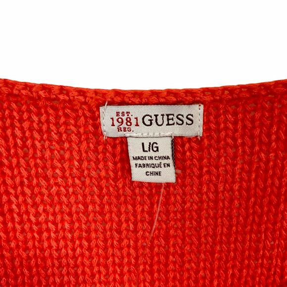Guess Sweater Top Hot Coral Size Large Dolman Short Sleeve Oversized Size Large - Picture 4 of 15